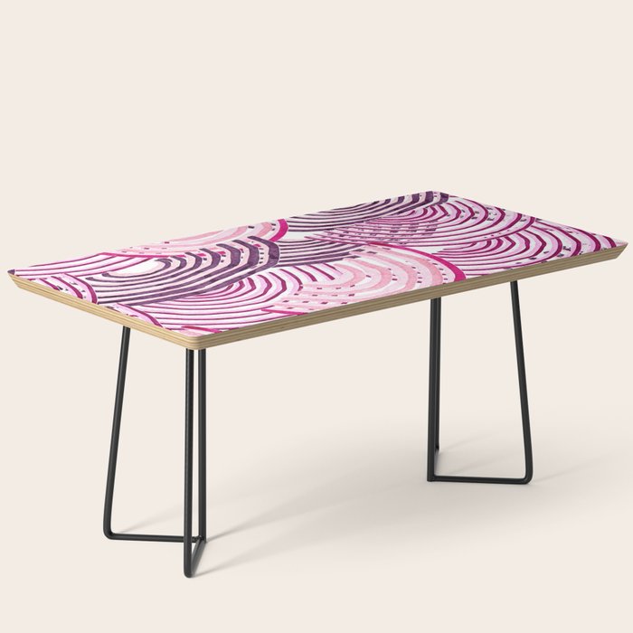Large Scale Magenta Pink Modern Eclectic Playful Red Onion Slices in Watercolor Coffee Table Gallery Image 1