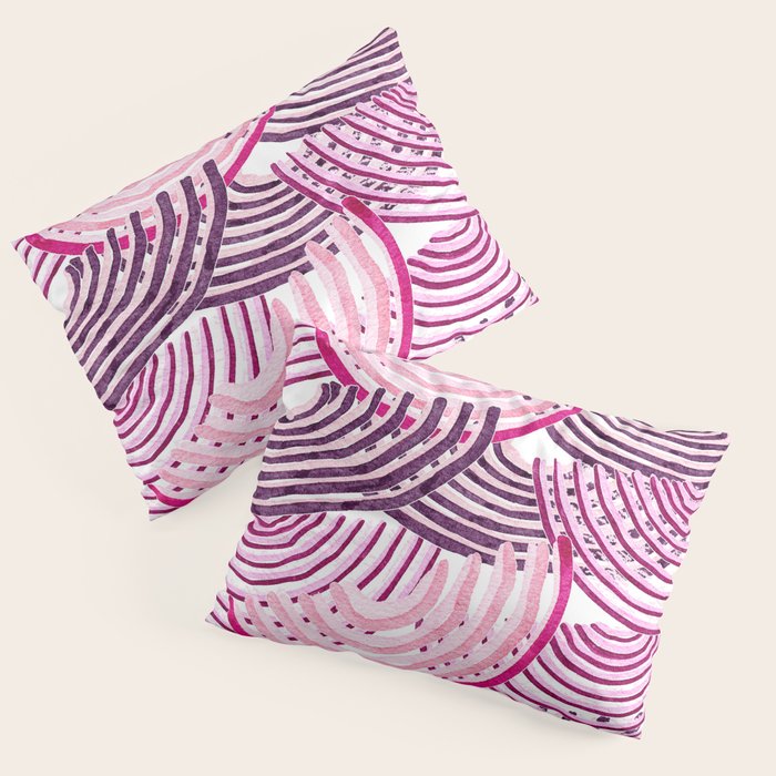 Large Scale Magenta Pink Modern Eclectic Playful Red Onion Slices in Watercolor Pillow Sham Gallery Image 1