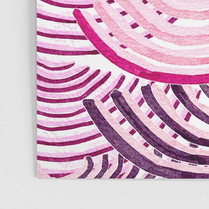 Large Scale Magenta Pink Modern Eclectic Playful Red Onion Slices in Watercolor Poster Gallery Image 3
