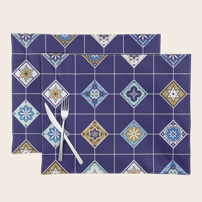 Talavera Mexican Tile - Navy & Bronze Palette Placemat Gallery Image 1