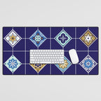 Talavera Mexican Tile - Navy & Bronze Palette Desk Mat Gallery Image 1