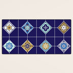 Talavera Mexican Tile - Navy & Bronze Palette Desk Mat Gallery Image 3