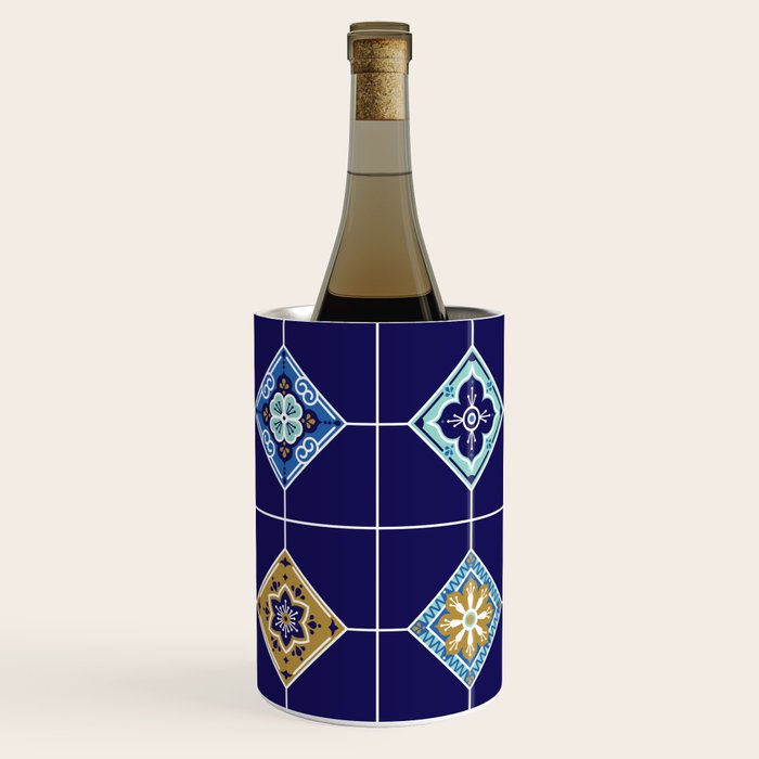 Talavera Mexican Tile - Navy & Bronze Palette Wine Chiller Gallery Image 1