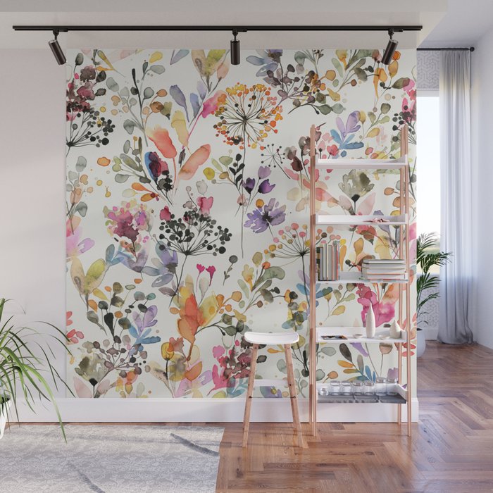 Watercolor Wild grasses watercolor Wall Mural Gallery Image 1