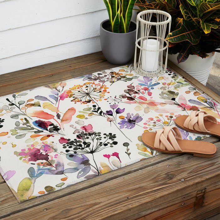 Watercolor Wild grasses watercolor Outdoor Rug Gallery Image 2