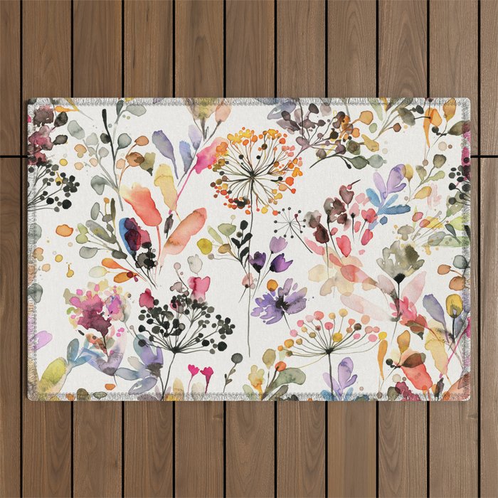 Watercolor Wild grasses watercolor Outdoor Rug Gallery Image 1