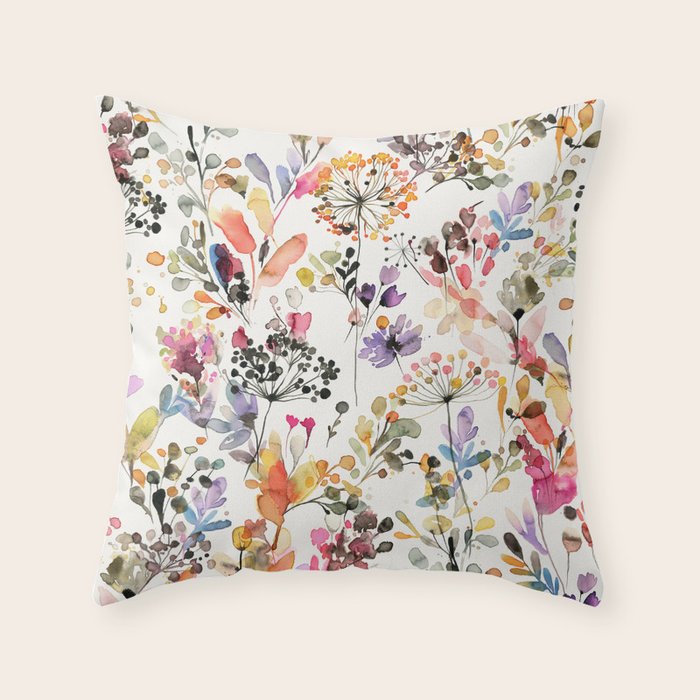 Watercolor Wild grasses watercolor Throw Pillow Gallery Image 6