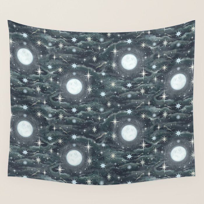 The Moon and Stars Wall Tapestry Gallery Image 1