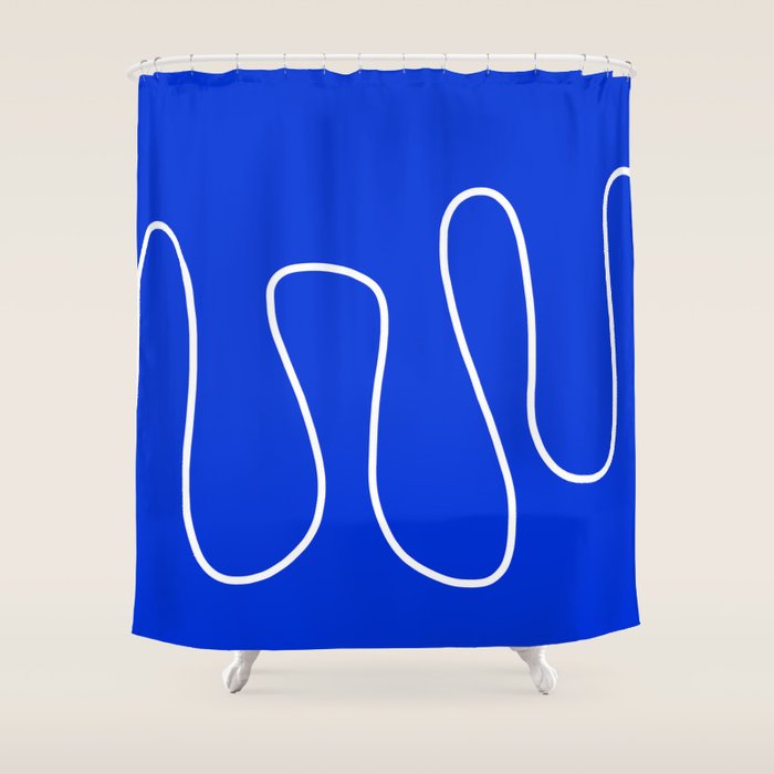 Blue Abstract Wave Shower Curtain Gallery Image 1
