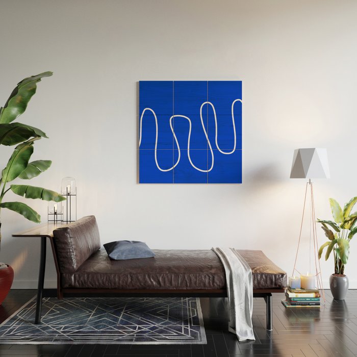 Blue Abstract Wave Wood Wall Art Gallery Image 2