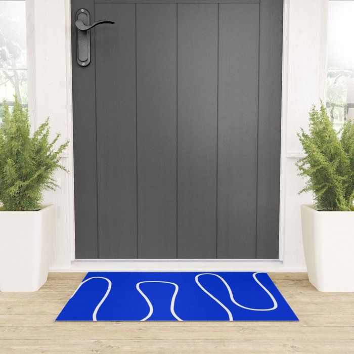 Blue Abstract Wave Welcome Mat Gallery Image 3