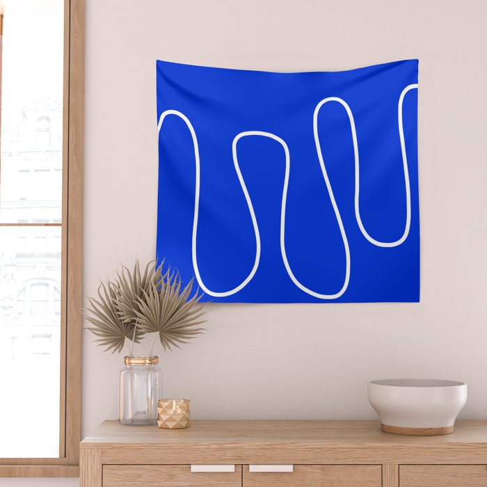 Blue Abstract Wave Wall Tapestry Gallery Image 2