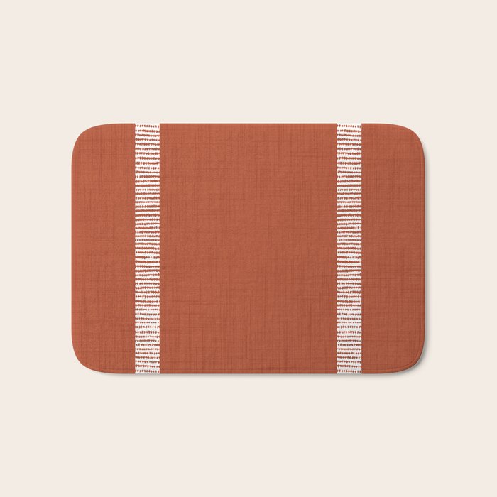 Modern Boho Serenity Stripes Terracotta  Bath Mat Gallery Image 1