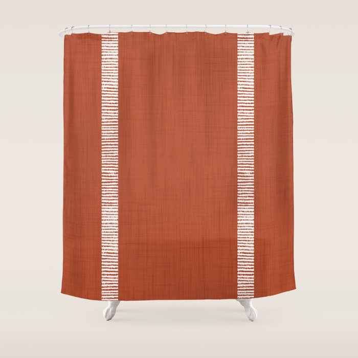Modern Boho Serenity Stripes Terracotta  Shower Curtain Gallery Image 1