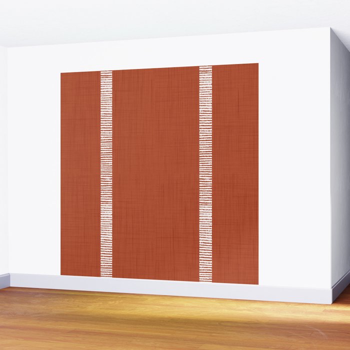 Modern Boho Serenity Stripes Terracotta  Wall Mural Gallery Image 2
