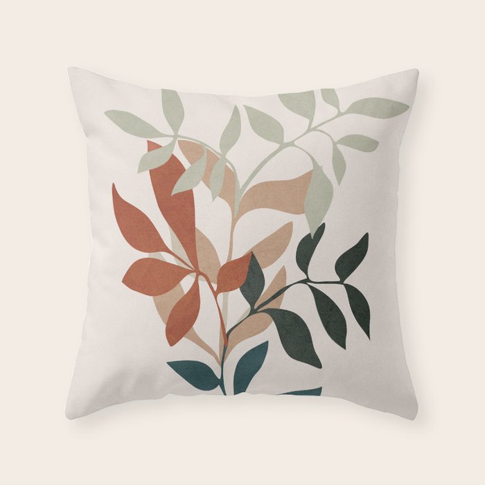 Soft Leaves Throw Pillow Gallery Image 6