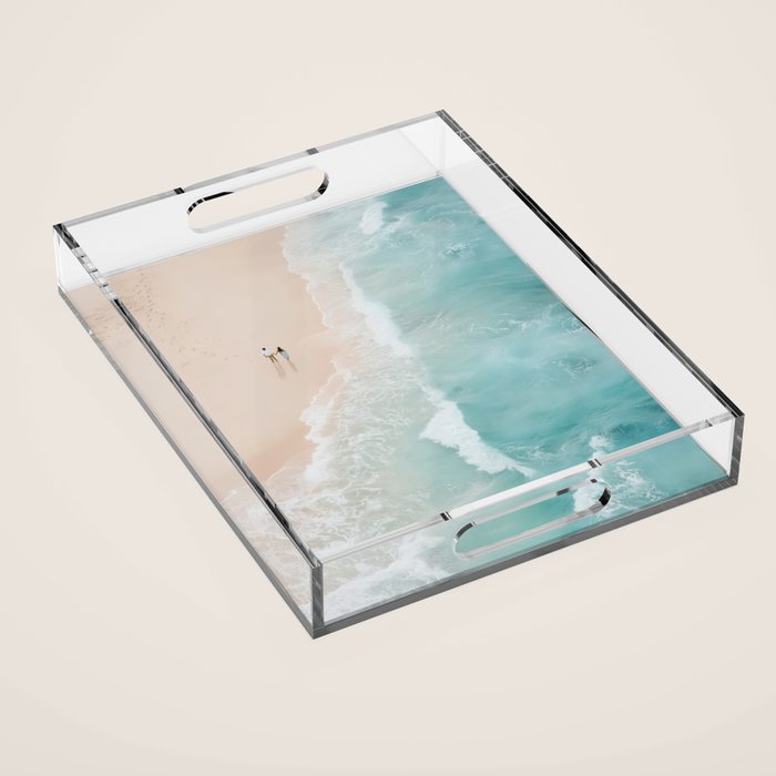 Couple on the Pastel Shore - Aerial Coastal Print Acrylic Tray Gallery Image 1