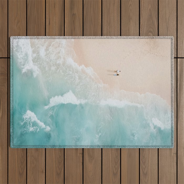 Couple on the Pastel Shore - Aerial Coastal Print Outdoor Rug Gallery Image 1