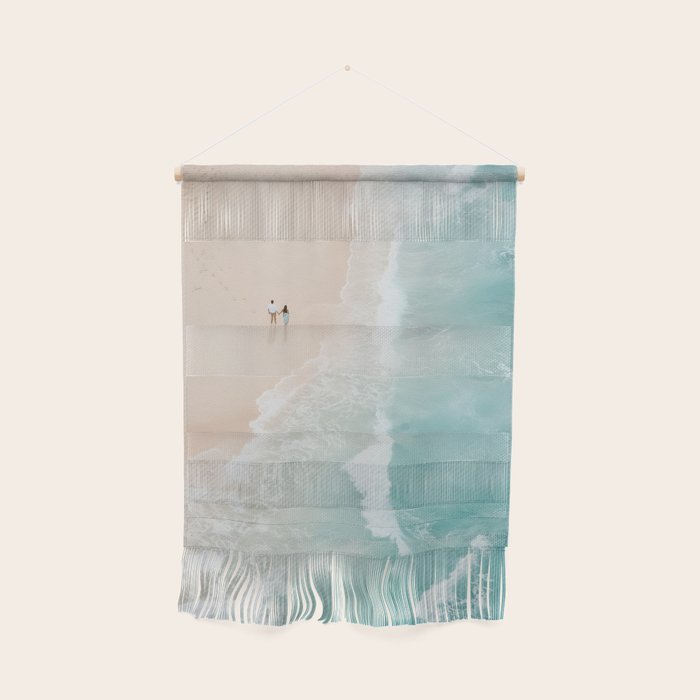 Couple on the Pastel Shore - Aerial Coastal Print Wall Hanging Gallery Image 1