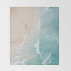 Couple on the Pastel Shore - Aerial Coastal Print Throw Blanket Gallery Image 2