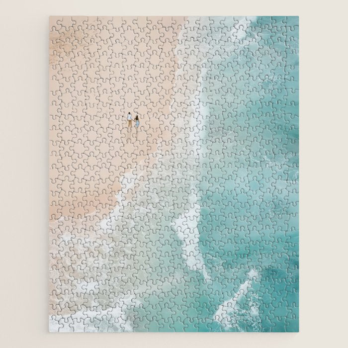 Couple on the Pastel Shore - Aerial Coastal Print Jigsaw Puzzle Gallery Image 1