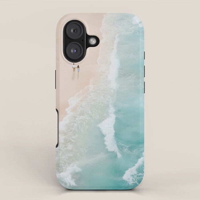 Couple on the Pastel Shore - Aerial Coastal Print iPhone Case Gallery Image 1