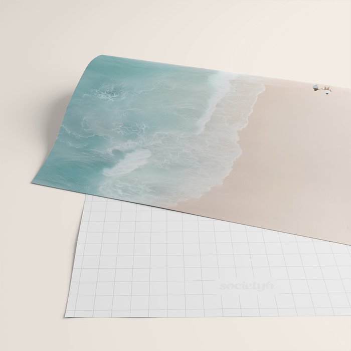 Couple on the Pastel Shore - Aerial Coastal Print Wrapping Paper Gallery Image 2