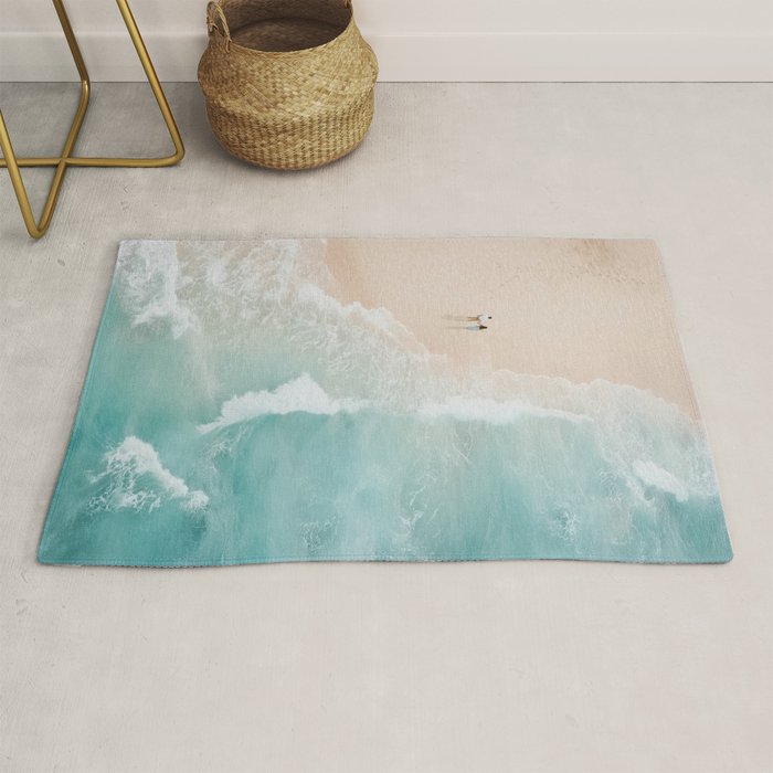 Couple on the Pastel Shore - Aerial Coastal Print Rug Gallery Image 1