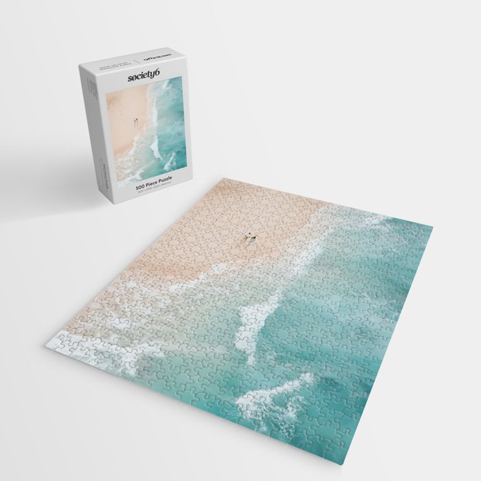 Couple on the Pastel Shore - Aerial Coastal Print Jigsaw Puzzle Gallery Image 2