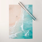 Couple on the Pastel Shore - Aerial Coastal Print Wrapping Paper Gallery Image 1