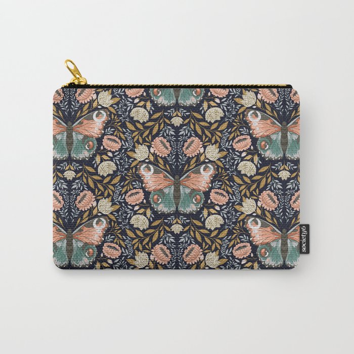 William Morris Inspired Butterfly Pattern - Midnight Garden Carry All Pouch Gallery Image 1