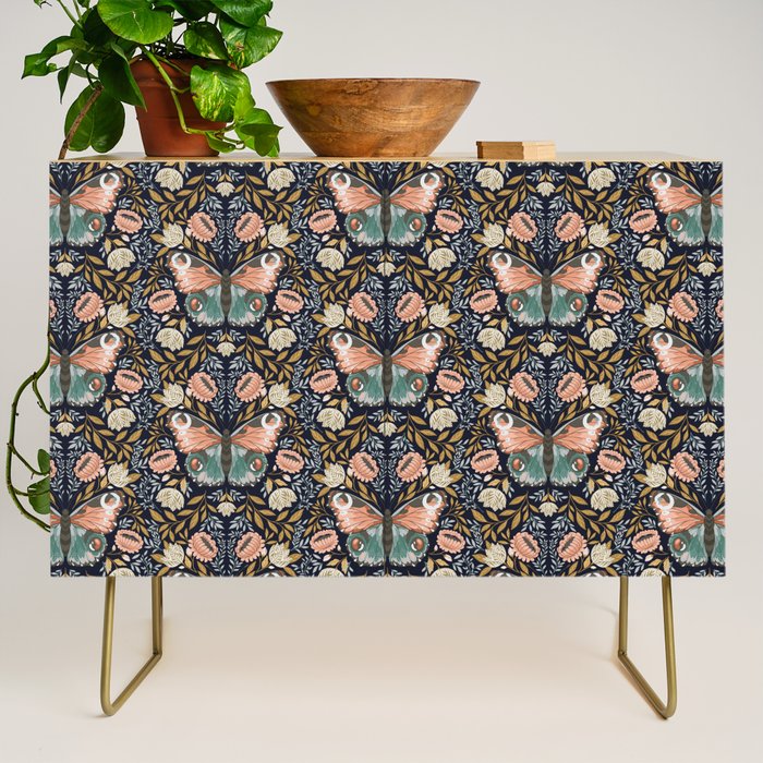 William Morris Inspired Butterfly Pattern - Midnight Garden Credenza