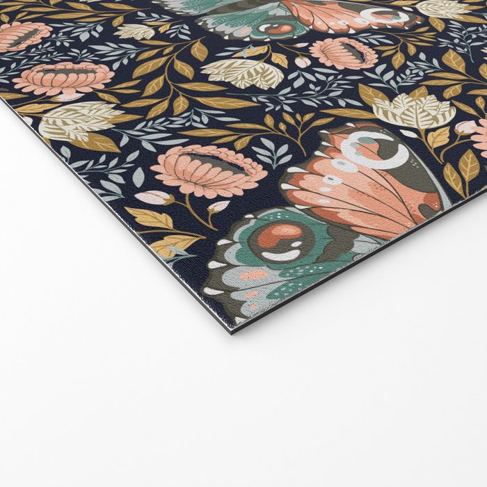 William Morris Inspired Butterfly Pattern - Midnight Garden Welcome Mat Gallery Image 2
