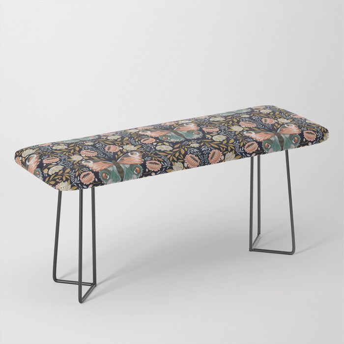 William Morris Inspired Butterfly Pattern - Midnight Garden Bench Gallery Image 1