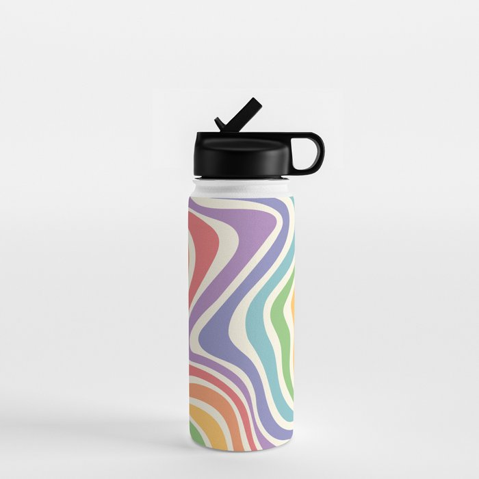 Colorful Rainbow Warp Swirl Lines I Water Bottle Gallery Image 1