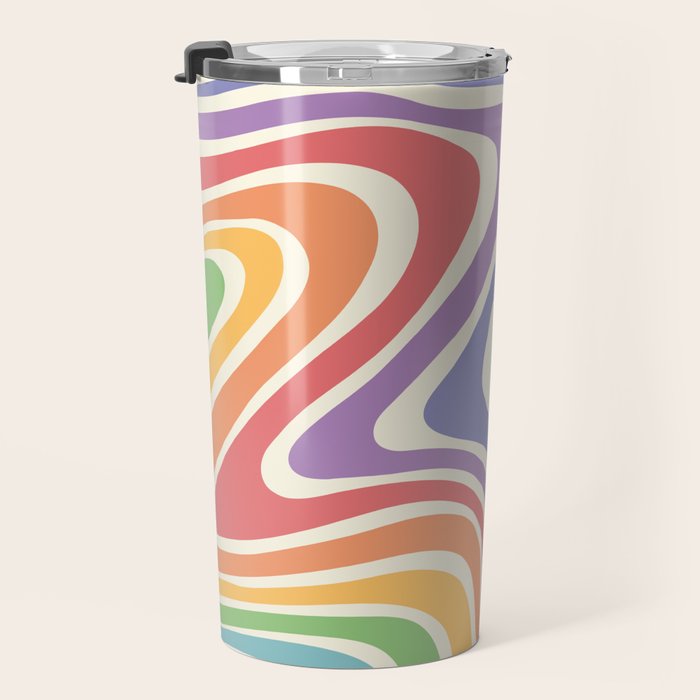 Colorful Rainbow Warp Swirl Lines I Travel Mug Gallery Image 3