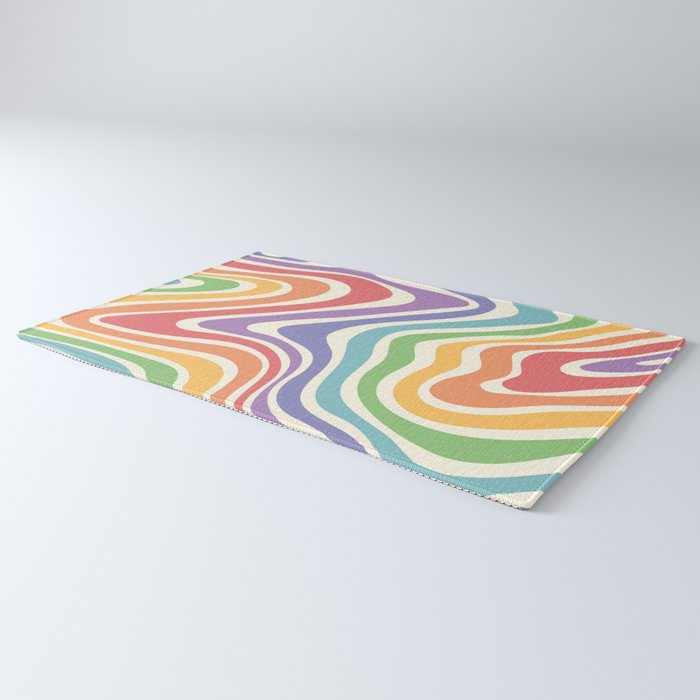 Colorful Rainbow Warp Swirl Lines I Rug Gallery Image 3
