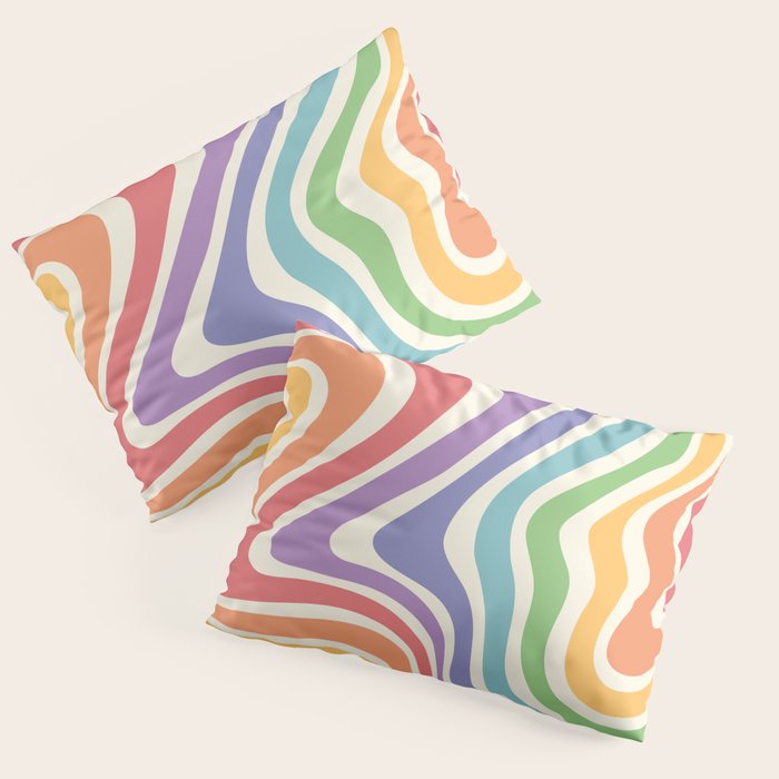 Colorful Rainbow Warp Swirl Lines I Pillow Sham Gallery Image 3