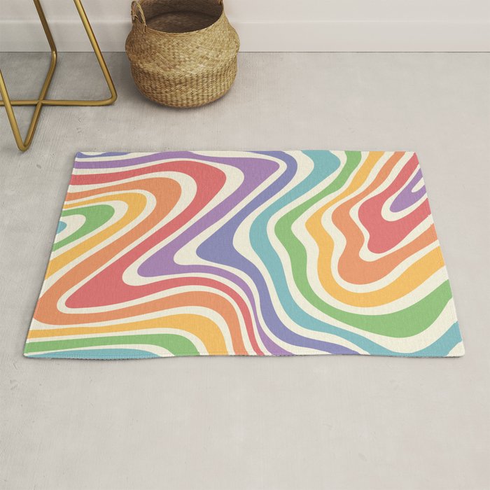 Colorful Rainbow Warp Swirl Lines I Rug Gallery Image 1