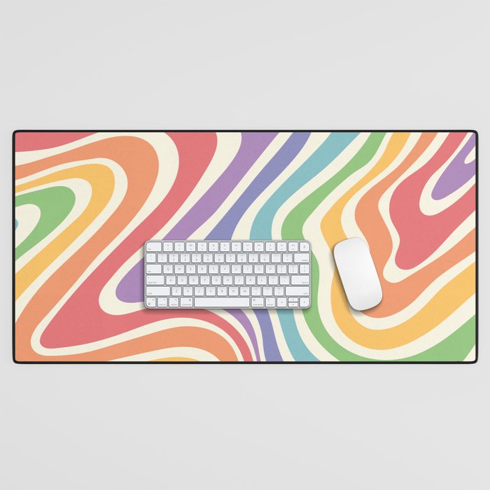 Colorful Rainbow Warp Swirl Lines I Desk Mat Gallery Image 1