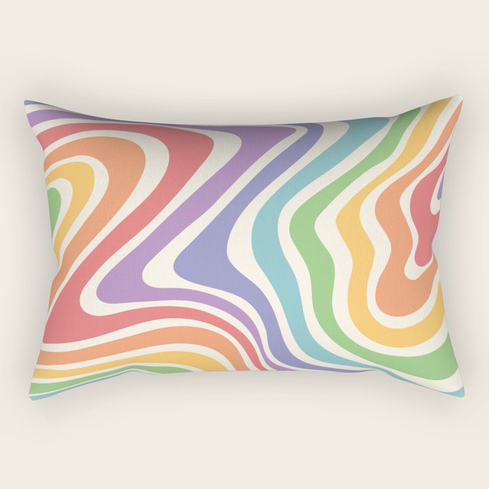 Colorful Rainbow Warp Swirl Lines I Rectangular Pillow Gallery Image 1