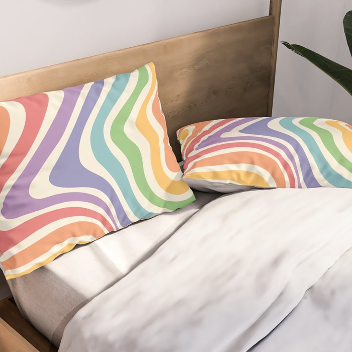 Colorful Rainbow Warp Swirl Lines I Pillow Sham Gallery Image 2