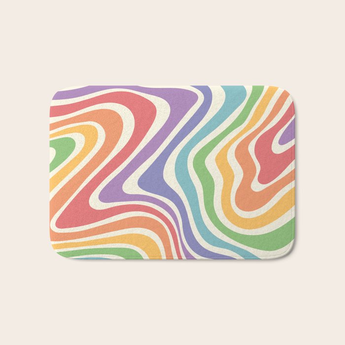 Colorful Rainbow Warp Swirl Lines I Bath Mat Gallery Image 1