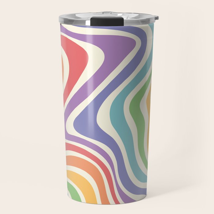 Colorful Rainbow Warp Swirl Lines I Travel Mug Gallery Image 1