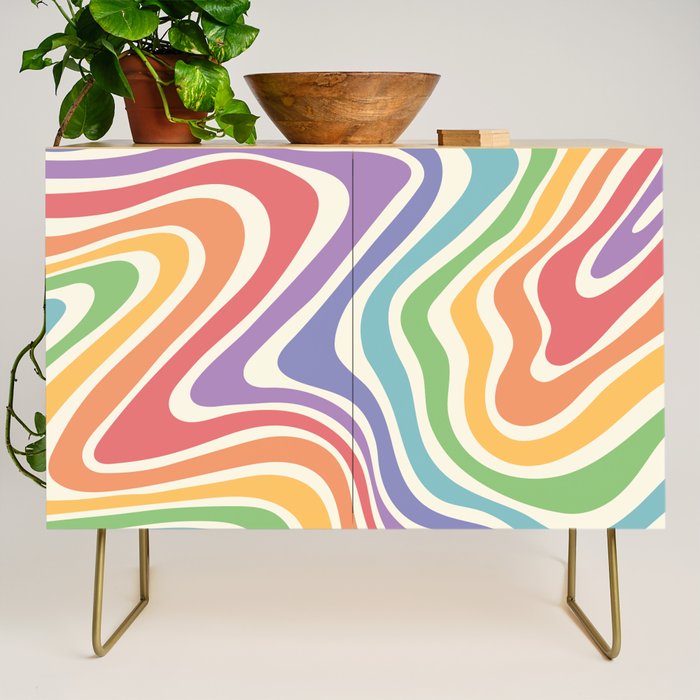 Colorful Rainbow Warp Swirl Lines I Credenza Gallery Image 1