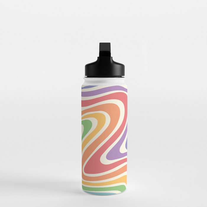 Colorful Rainbow Warp Swirl Lines I Water Bottle Gallery Image 3