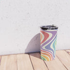 Colorful Rainbow Warp Swirl Lines I Travel Mug Gallery Image 4