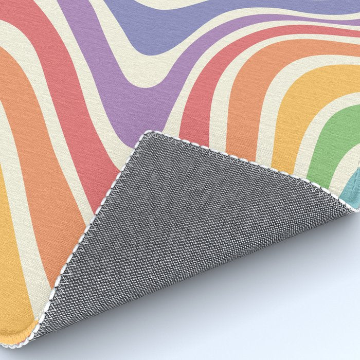 Colorful Rainbow Warp Swirl Lines I Rug Gallery Image 4