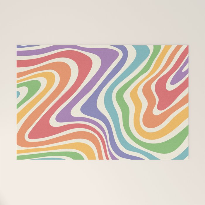 Colorful Rainbow Warp Swirl Lines I Welcome Mat Gallery Image 1