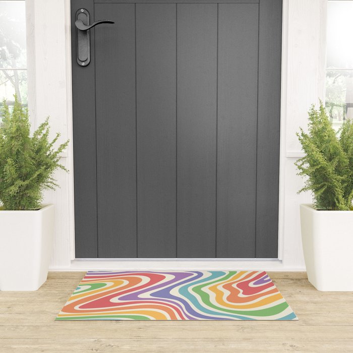 Colorful Rainbow Warp Swirl Lines I Welcome Mat Gallery Image 3